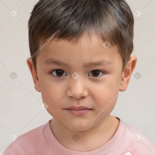 Neutral white child male with short  brown hair and brown eyes