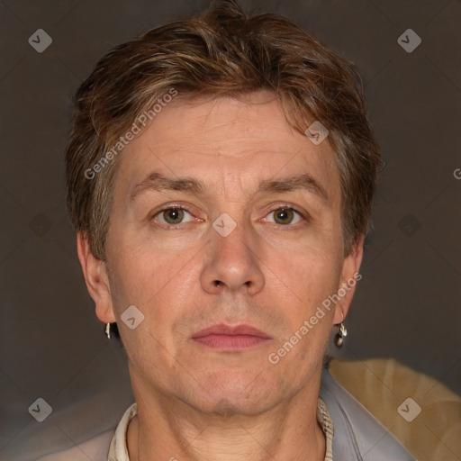 Neutral white adult male with short  brown hair and brown eyes