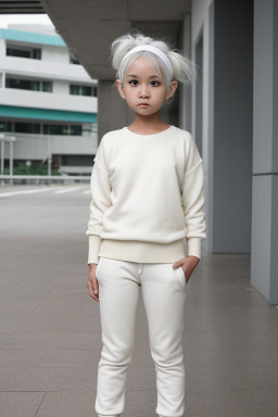 Singaporean child girl with  white hair