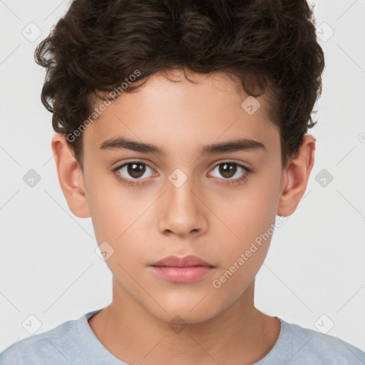 Neutral white child male with short  brown hair and brown eyes