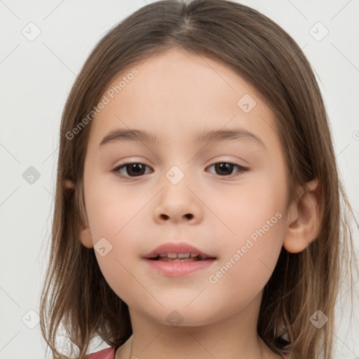 Neutral white child female with medium  brown hair and brown eyes