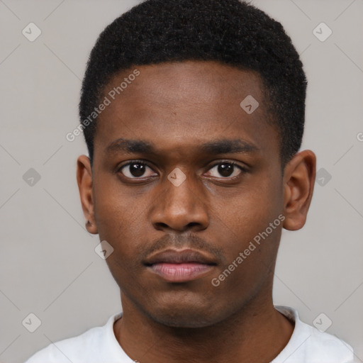 Neutral black young-adult male with short  brown hair and brown eyes