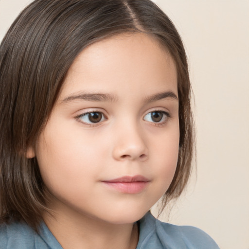 Neutral white child female with medium  brown hair and brown eyes