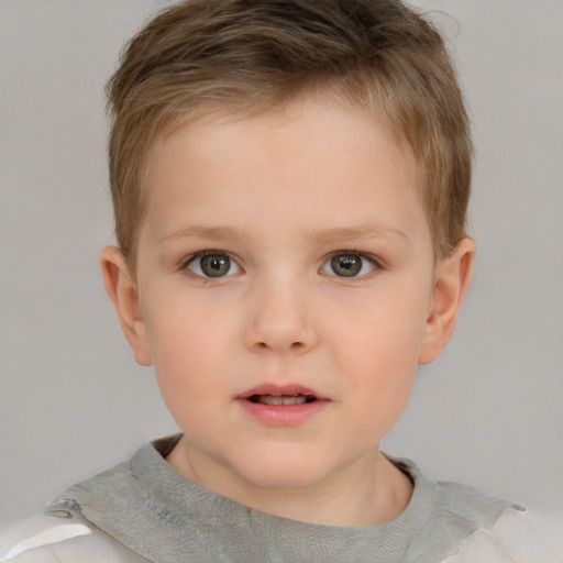 Neutral white child male with short  brown hair and brown eyes