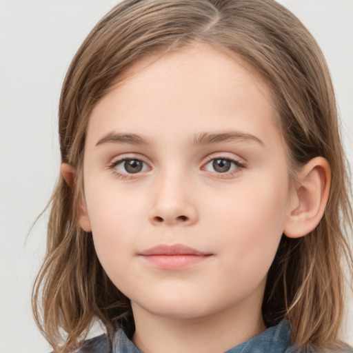 Neutral white child female with medium  brown hair and brown eyes