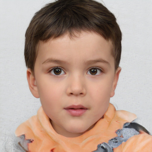 Neutral white child male with short  brown hair and brown eyes