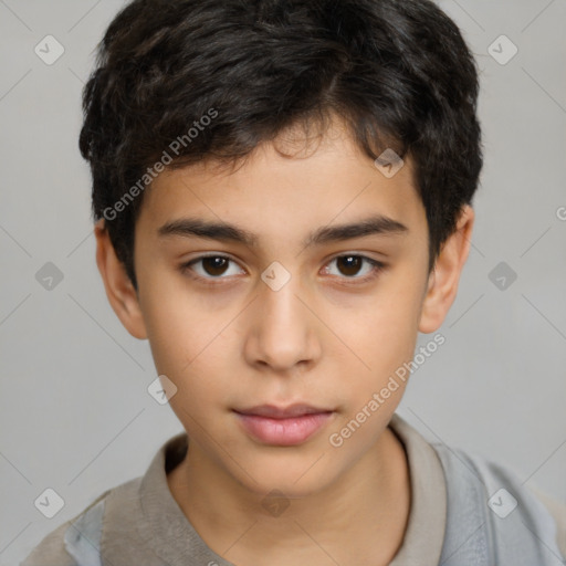 Neutral white child male with short  brown hair and brown eyes