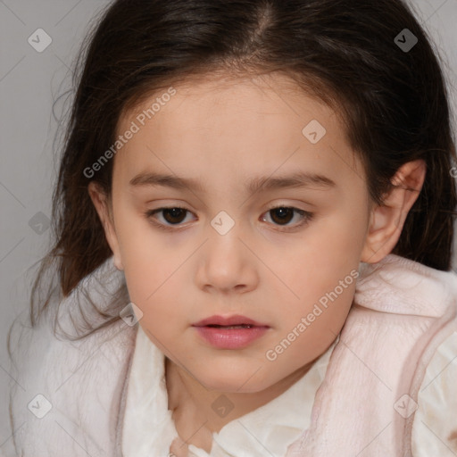 Neutral white child female with medium  brown hair and brown eyes