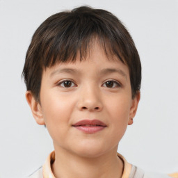 Neutral white child female with short  brown hair and brown eyes