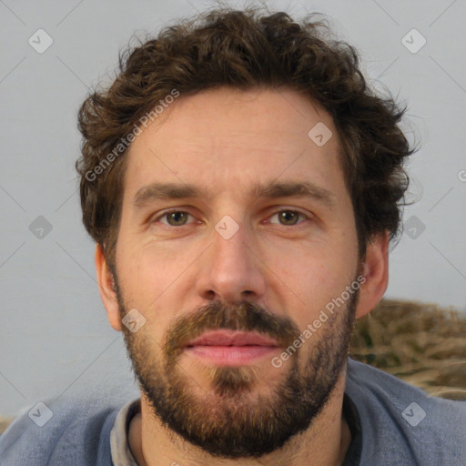 Neutral white adult male with short  brown hair and brown eyes