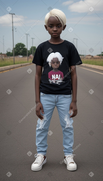 Ugandan child non-binary with  white hair