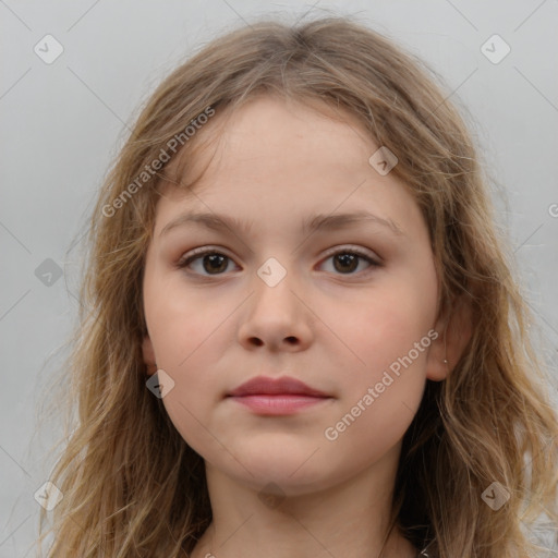 Neutral white child female with medium  brown hair and brown eyes