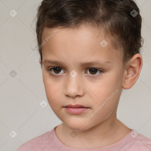 Neutral white child male with short  brown hair and brown eyes