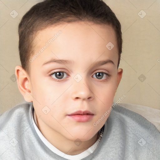 Neutral white child female with short  brown hair and brown eyes