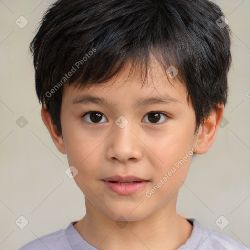 Neutral white child male with short  brown hair and brown eyes