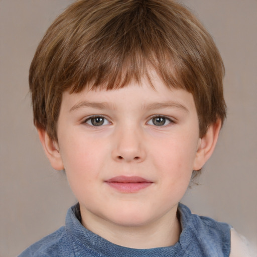 Neutral white child male with medium  brown hair and grey eyes