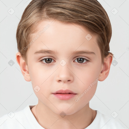 Neutral white child male with short  brown hair and brown eyes