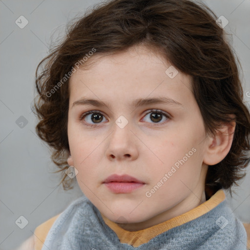 Neutral white child female with medium  brown hair and brown eyes