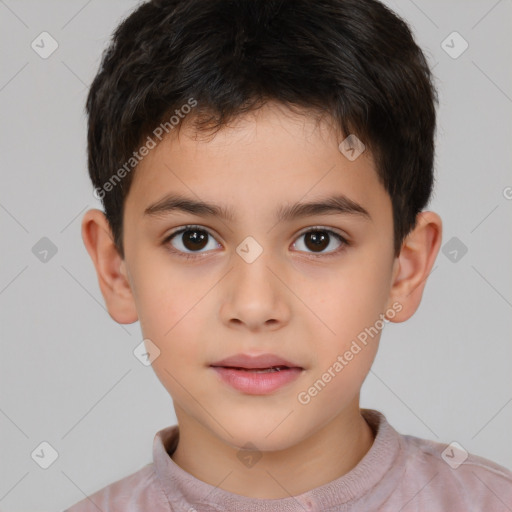 Neutral white child male with short  brown hair and brown eyes