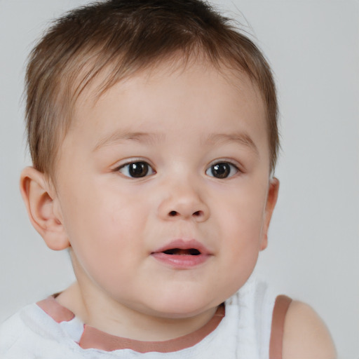 Neutral white child male with short  brown hair and brown eyes