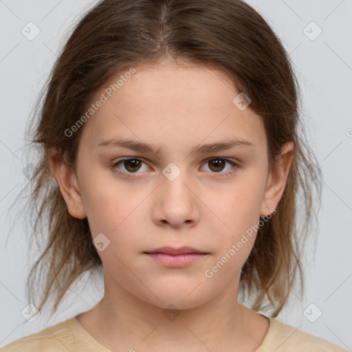 Neutral white child female with medium  brown hair and brown eyes