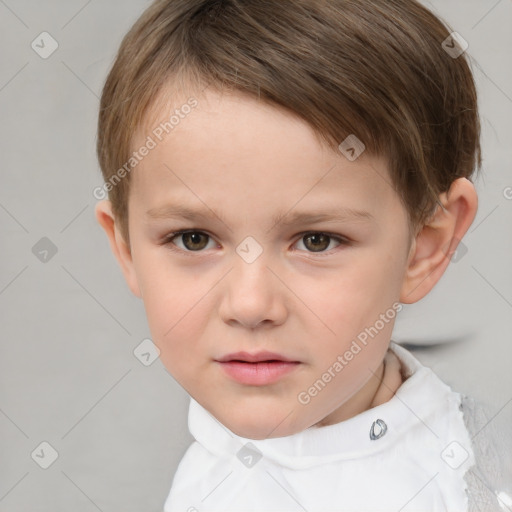 Neutral white child male with short  brown hair and brown eyes