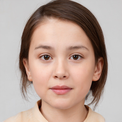 Neutral white child female with medium  brown hair and brown eyes