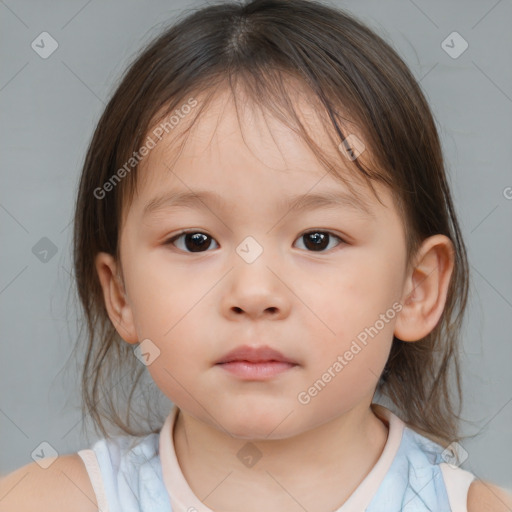 Neutral white child female with medium  brown hair and brown eyes