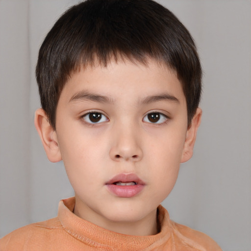 Neutral white child male with short  brown hair and brown eyes