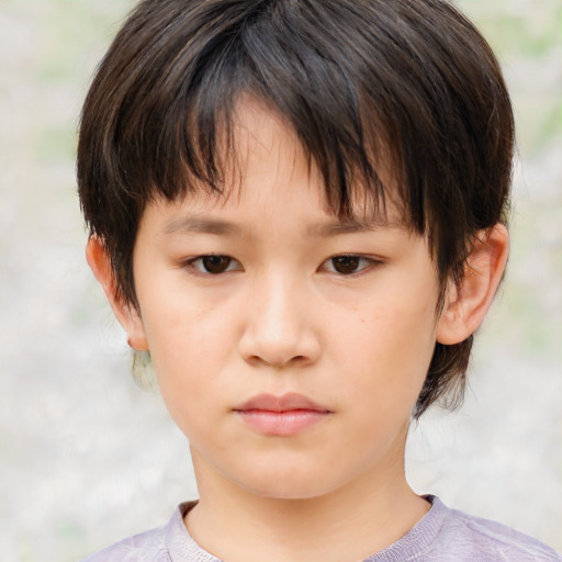 Neutral asian child female with medium  brown hair and brown eyes