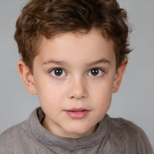 Neutral white child male with short  brown hair and brown eyes