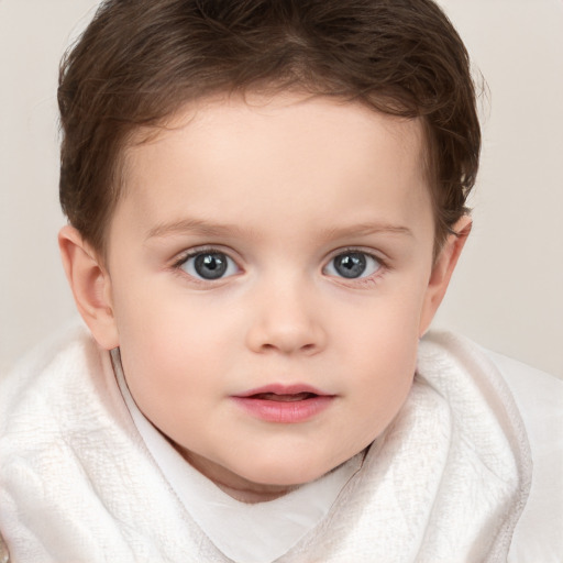 Neutral white child female with short  brown hair and brown eyes