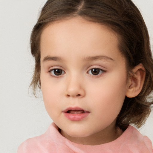 Neutral white child female with medium  brown hair and brown eyes