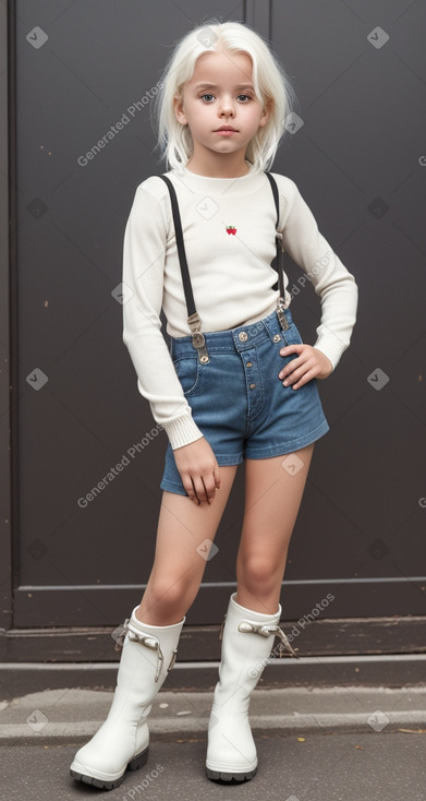 Italian child girl with  white hair