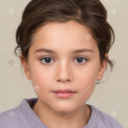 Neutral white child female with medium  brown hair and brown eyes