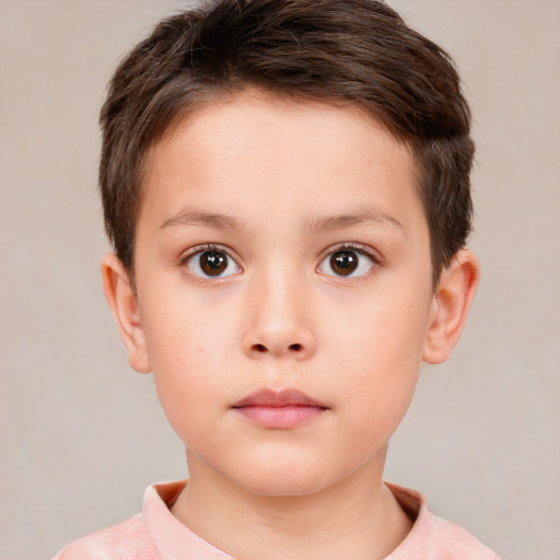 Neutral white child female with short  brown hair and brown eyes