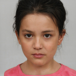 Neutral white child female with short  brown hair and brown eyes