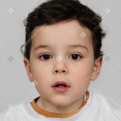 Neutral white child female with short  brown hair and brown eyes