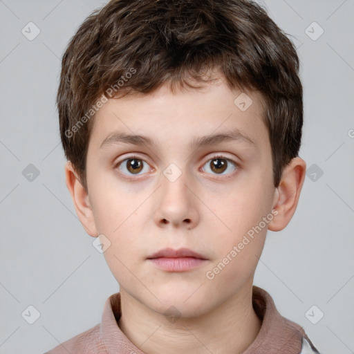 Neutral white child male with short  brown hair and brown eyes