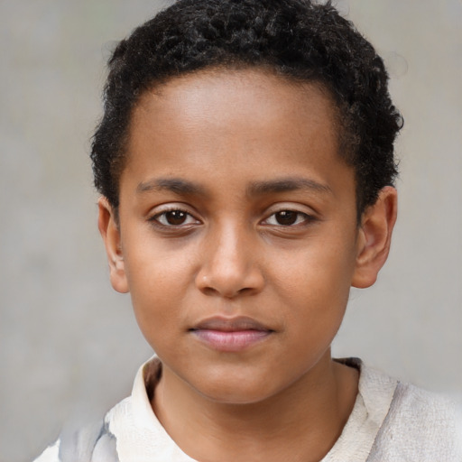 Neutral black child male with short  brown hair and brown eyes