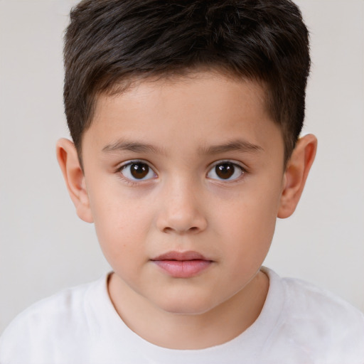 Neutral white child male with short  brown hair and brown eyes