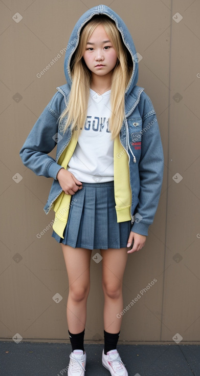 Mongolian teenager girl with  blonde hair