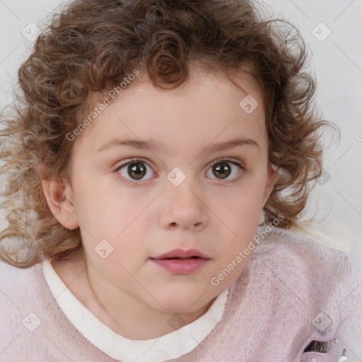 Neutral white child female with medium  brown hair and brown eyes