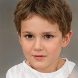 Neutral white child male with short  brown hair and brown eyes