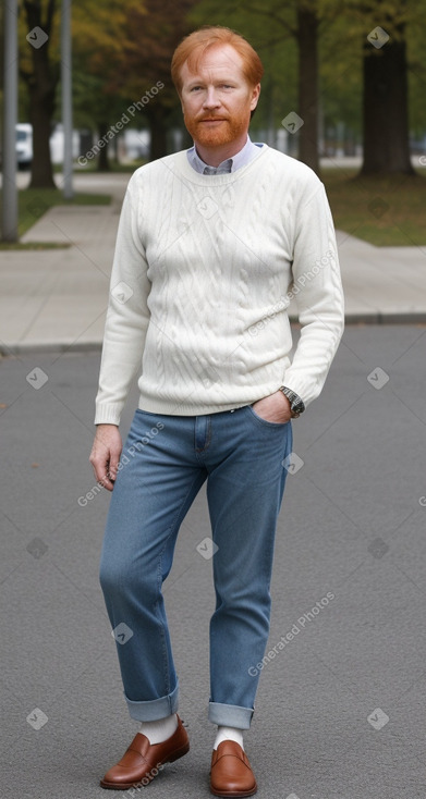 Caucasian middle-aged male with  ginger hair