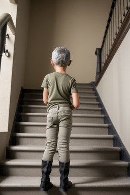 Child boy with  gray hair