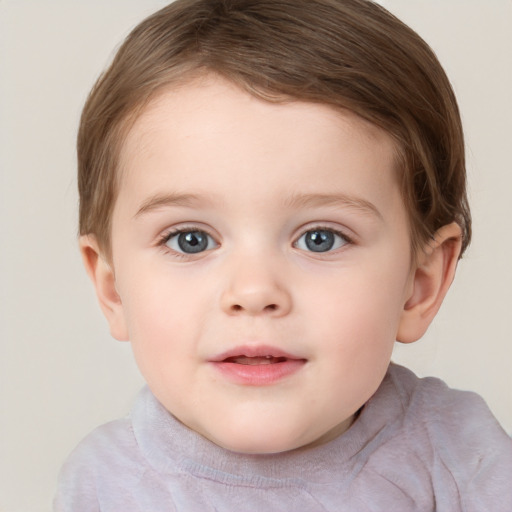 Neutral white child female with short  brown hair and brown eyes