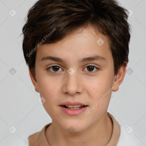 Neutral white child male with short  brown hair and brown eyes