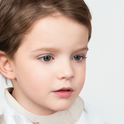 Neutral white child female with short  brown hair and brown eyes