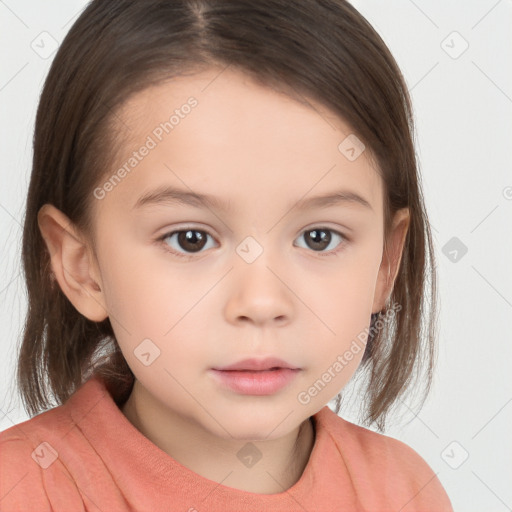 Neutral white child female with medium  brown hair and brown eyes